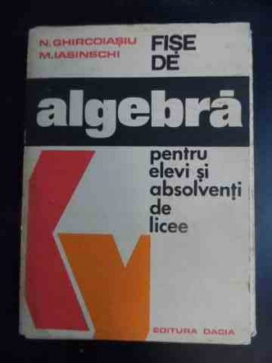 Fise De Algebra Pentru Elevi Si Absolventi De Licee - N. Ghircoiasiu, M. Iasinschi ,542960 foto