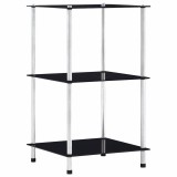 Cumpara ieftin Raft cu 3 niveluri, negru, 40 x 40 x 67 cm, sticla securizata