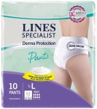 Scutece pentru adulti tip chilot Lines Specialist Derma Protection Maxi, 8+2 picaturi, marimea L, 10 bucati