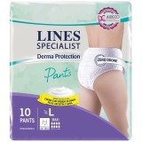 Scutece pentru adulti tip chilot Lines Specialist Derma Protection Maxi, 8+2 picaturi, marimea L, 10 bucati
