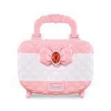Trusa de machiaj copii WePro Store, pudra cu sclipici, doua rujuri, fard de pleoape in 12 culori, lac de unghii, oglinda, Non-toxic, Funda Rubin Roz,