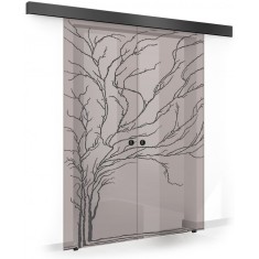 Usa culisanta Boss &reg; Duo Black model Tree negru, 60+60x215 cm, sticla bronz securizata, glisanta in ambele directii