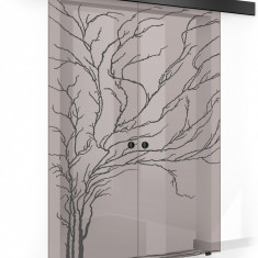 Usa culisanta Boss ® Duo Black model Tree negru, 90+90x215 cm, sticla bronz securizata, glisanta in ambele directii