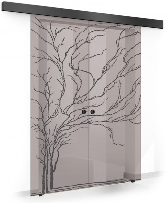 Usa culisanta Boss &amp;reg; Duo Black model Tree negru, 80+80x215 cm, sticla bronz securizata, glisanta in ambele directii foto