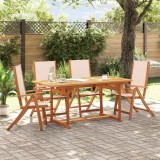 vidaXL Set mobilier de grădină, 5 piese, lemn masiv acacia/textilenă