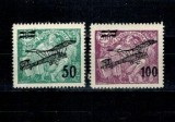 Cehoslovacia 1922 - Posta aeriana, supratipar, nestampilate, cu sarniere