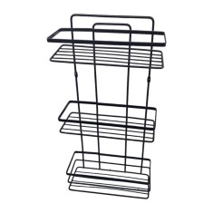 Etajera pentru baie, din metal, trei rafturi dreptunghiulare cu rama, negru mat, SB009B, 270 x 110 mm