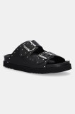 Scholl slapi de piele BEATRIZ femei, culoarea negru, F306131004