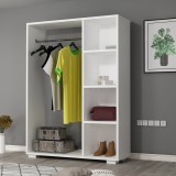 Kleiderschrank Nesbyen mit 4 Ablagen Wei&szlig; [en.casa] HausGarden Leisure