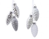 Cumpara ieftin Globuri decorative - Pinecone - Mixed White and Silver - mai multe culori | Kaemingk