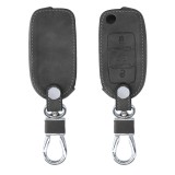 Husa Cheie Auto pentru VW / Skoda / Seat - 3 Butoane, Piele nabuc, Gri, 48570.19, Kwmobile