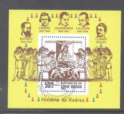 Guinee Bissau 1983 Chess perf. sheet Mi.B250 used TA.115 foto