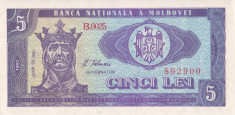 Bancnota Moldova 5 Lei 1992 - P6 UNC foto
