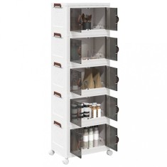 vidaXL Cutie de depozitare stivuită cu roți 5 niveluri 28 L