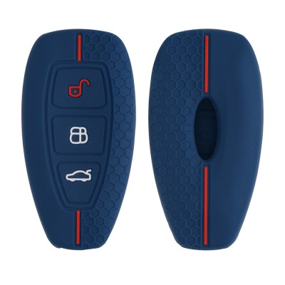 Husa Cheie Auto pentru Ford - 3 Butoane - Keyless Go, kwmobile, Silicon, Albastru, 53133.12 foto