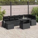 vidaXL Set de canapele pentru grădină cu pernă 8 pcs Negru Rattan poli 3357426