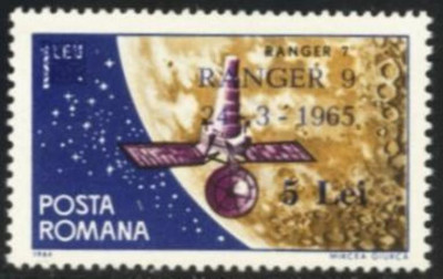 Romania 1965 - COSMOS RANGER 9, timbru cu supratipar MNH, X13 foto