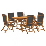 Cumpara ieftin Set mobilier de grădină, 7 piese, lemn masiv acacia/textilenă