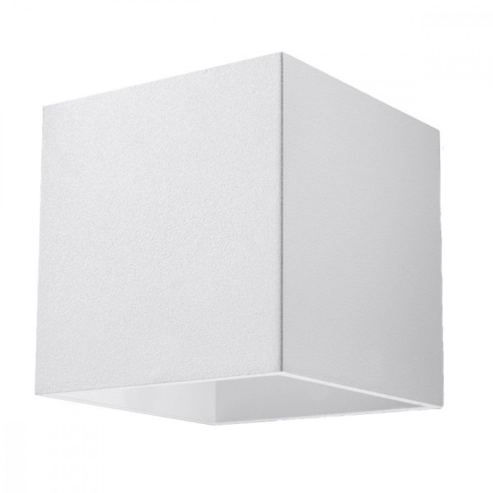 Lampă De Perete Quad Albă Din Aluminiu, 1 Bec Pătrat Modern De Interior.