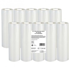 Set 10 role pungi vidat gofrate, dimensiuni 280x5000 mm, transparente, grosime 85 microni, preparare sau depozitare Sous Vide