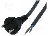Cablu alimentare AC, 5m, 2 fire, culoare negru, cabluri, CEE 7/17 (C) mufa, JONEX - S8RR-2/07/5BK