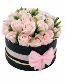 Cutie cu Trandafiri Parfumati Roz din Sapun Eventissimi, 27 buc. Aranjament Floral Romantic, Decoratiune Casa, Cadou Special