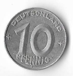 Moneda 10 pfennig 1953 E - DDR, cotatii ridicate!!! foto