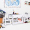 Set Masă Copii cu 2 Scaune vidaXL, MDF Alb, Multifuncțională cu Tablă Desen, 62x62x48 cm, Ideal Joacă, Puzzle