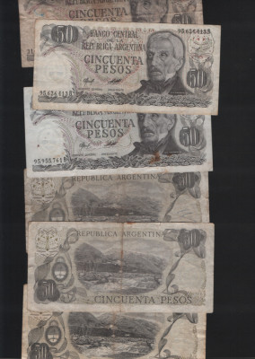 Argentina 50 pesos 1976(83) VG-F-VF pret pe bucata foto