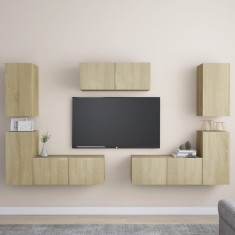 vidaXL Set de dulapuri TV, 7 piese, stejar sonoma, lemn prelucrat foto
