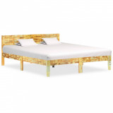 Cadru de pat, 180 x 200 cm, lemn masiv reciclat, Cires, Dublu, Cu polite semirotunde, vidaXL