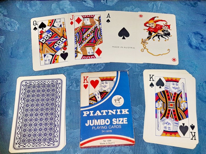 D39-Set carti joc vechi colectie PIATNIK Austria jumbo marime mare 54 buc.