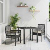 VidaXL Scaun pentru Grădină 2 pcs Negru 53 x 60 x 85cm poliratan