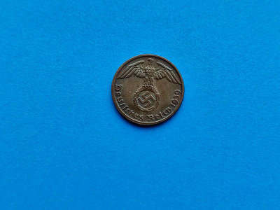 1 Pfennig 1939 lit. A -Germanaia-stare buna-patina foto
