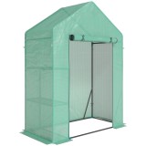Outsunny Seră de Grădină 143 x 73 x 195 cm cu Rafturi cu 2 Etaje, Verde | Aosom Romania