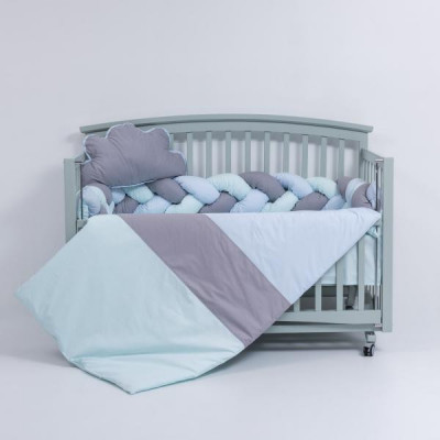 Lenjerie MyKids 6 piese Gray-Blue fara baldachin 120x60 cm foto