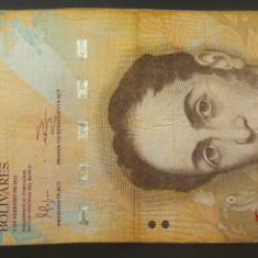 Bancnota EXOTICA 100 BOLIVARES - VENEZUELA, anul 2011 * Cod 498 - circulata