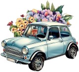 Cumpara ieftin Sticker decorativ Mini Cars, Albastru, 66 cm, 7736ST-1, Oem