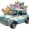 Sticker decorativ Mini Cars, Albastru, 66 cm, 7736ST-1