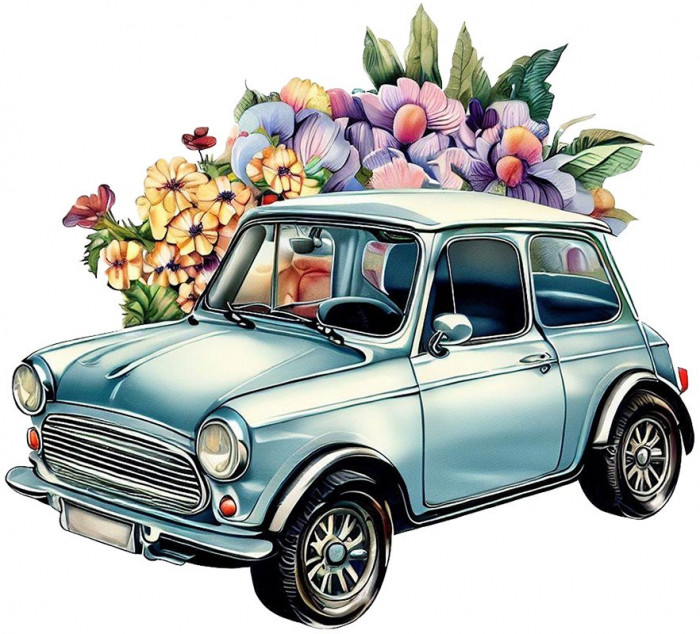 Sticker decorativ Mini Cars, Albastru, 66 cm, 7736ST-1