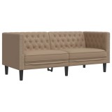 Cumpara ieftin Canapea Chesterfield cu 2 locuri, cappuccino, piele ecologica