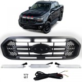 Grila radiator neagra cu bara dubla si LED, potrivita pentru Ford Ranger T8 19-23 2.0 TDCi Performance AutoTuning