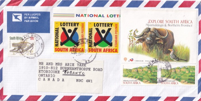 FILATELIE TEMATICA - PLIC AFRICA DE SUD TEMATICA FAUNA ANIMALE AIRMAIL
