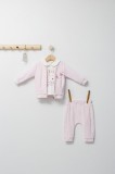 Cumpara ieftin Set 3 piese: pantaloni, bluzita si hainuta pentru bebelusi Gazelle, Tongs baby (Culoare: Roz, Marime: 9-12 luni)