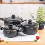 Set de 3 oale cu strat marmorat, 20, 24, 28 cm, 2.4, 4.1, 6.1 litri, Klausberg