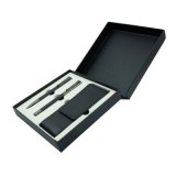 Set cadou stilou + pix + etui Office-Cover, metalic, negru cu argintiu&nbsp; clips agrafa, cutie cadou
