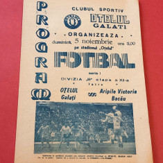 Program meci fotbal OTELUL GALATI - "ARIPILE" VICTORIA BACAU (05.11.1989)