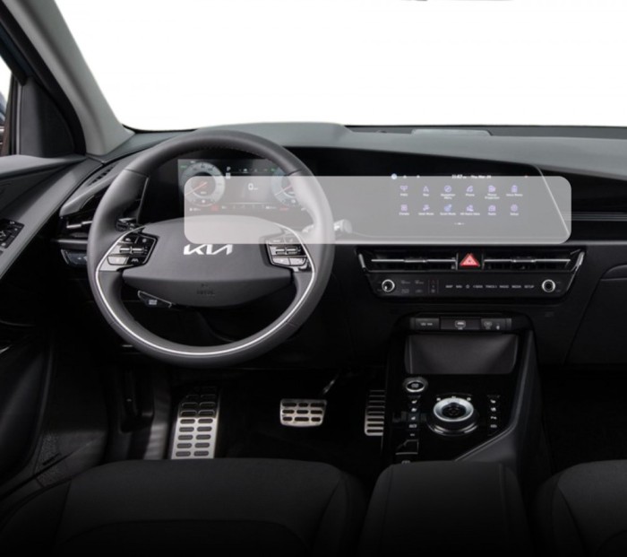 Folie protectie display navigatie si ceasuri de bord Duragon, din silicon, pentru Kia Niro 2024+, transparenta, anti-shock, kit instalare