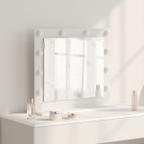 vidaXL Oglindă de toaletă cu lumini LED Alb 60x55x18 cm