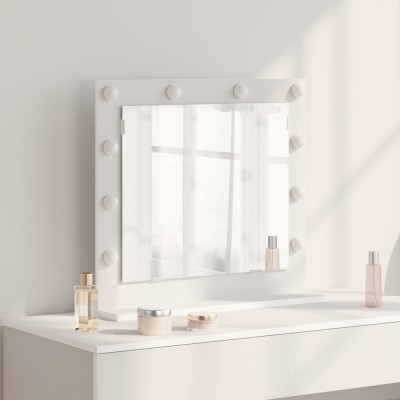 vidaXL Oglindă de toaletă Alb 60 x 55 x 18 cm Lemn compozit și sticlă 868285 foto